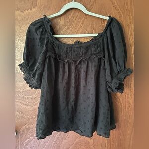 Rare DOEN Frances Blouse in Black Embroidered Daisy